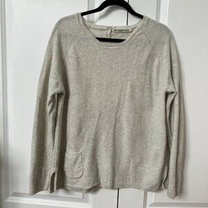 Mansted Sweaters Womens XL Gray Lambs Wool Knit Neutral Pullover Button Back